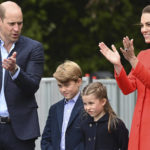 
              From left, Britain's Prince William, Prince George, Princess Charlotte and Kate, Duchess of Cambridge during their visit to Cardiff Castle in Cardiff, Wales, Saturday, June 4 2022, as members of the Royal Family visit the nations of the UK to celebrate Queen Elizabeth II's Platinum Jubilee. (Ashley Crowden/PA via AP)
            