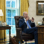 
              President Joe Biden speaks during an interview with the Associated Press in the Oval Office of the White House, Thursday, June 16, 2022, in Washington. (AP Photo/Evan Vucci)
            