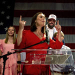 
              Republican U.S. Senate candidate Katie Britt speaks to supporters after securing the nomination during a runoff against Mo Brooks on Tuesday, June 21, 2022, in Montgomery, Ala. (AP Photo/Butch Dill)
            