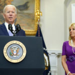 
              President Joe Biden speaks before signing into law S. 2938, the Bipartisan Safer Communities Act gun safety bill, in the Roosevelt Room of the White House in Washington, Saturday, June 25, 2022. First lady Jill Biden listens at right. (AP Photo/Pablo Martinez Monsivais)
            