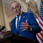 
              Senate Majority Leader Chuck Schumer, D-N.Y., speaks with reporters following a closed-door caucus lunch, at the Capitol in Washington, Wednesday, June 22, 2022. (AP Photo/J. Scott Applewhite)
            