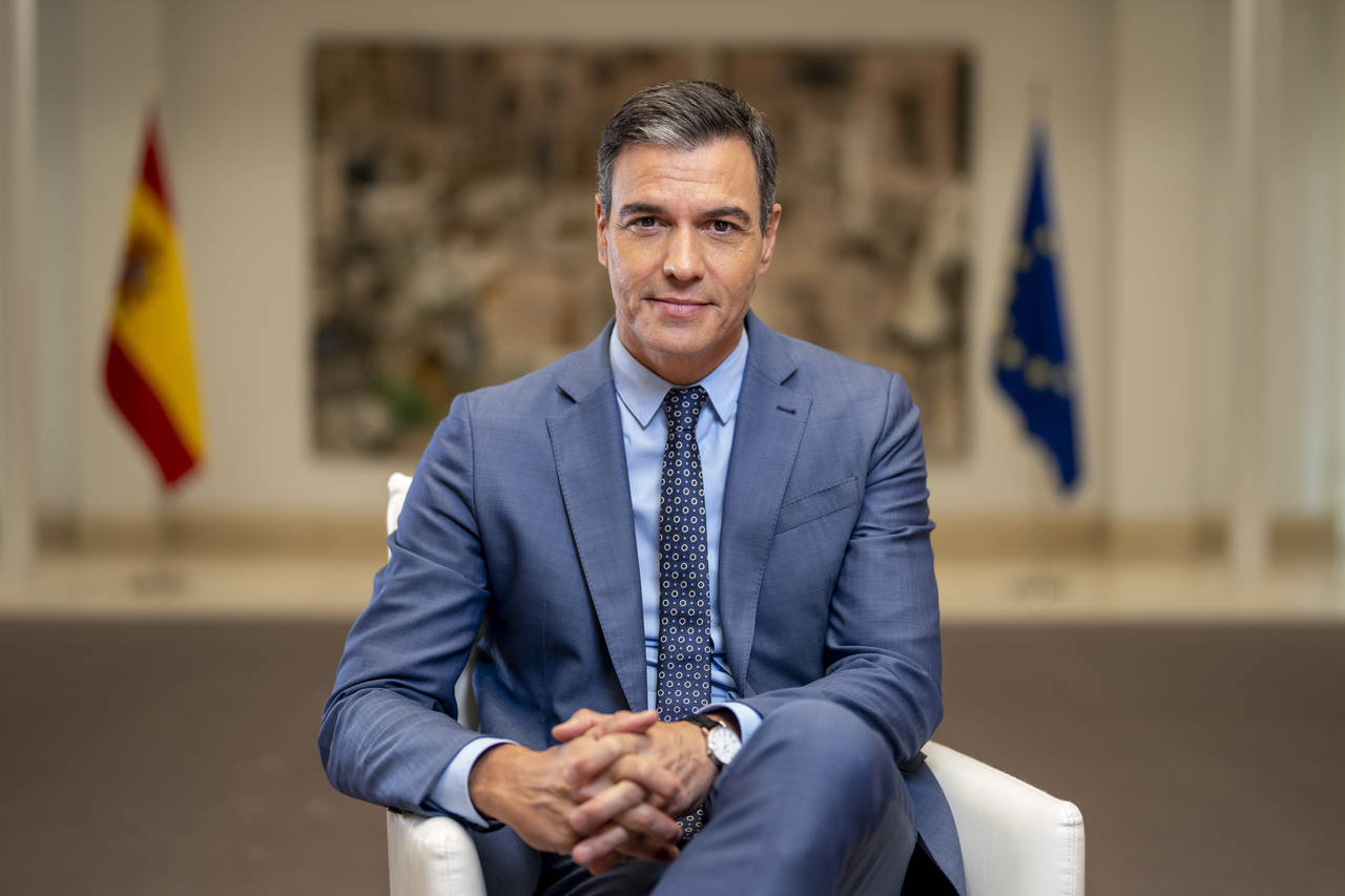 Spain's Prime Minister Pedro Sanchez poses for a portrait after an interview with The Associated Pr...