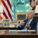 
              President Joe Biden speaks during an interview with the Associated Press in the Oval Office of the White House, Thursday, June 16, 2022, in Washington. (AP Photo/Evan Vucci)
            