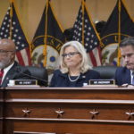 
              From left, Chairman Bennie Thompson, D-Miss., Vice Chair Liz Cheney, R-Wyo., and Rep. Adam Kinzinger, R-Ill., listen as the House select committee investigating the Jan. 6, 2021 attack on the Capitol holds a hearing at the Capitol in Washington, Thursday, June 16, 2022. (AP Photo/J. Scott Applewhite)
            