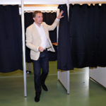 
              Chairman of the Danish People's Party Morten Messerschmidt votes in Ordrup Hallen, Denmark, Wednesday 1 June 2022. Polling stations opened in Denmark for voters to decide Wednesday whether to abandon their country's 30-year-old opt-out from the European Union's common defense policy. (Philip Davali/Ritzau Scanpix via AP)
            