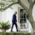
              President Joe Biden walks to the Oval Office of the White House after arriving on Marine One, Tuesday, June 14, 2022, in Washington. Biden is returning to Washington after speaking in Philadelphia. (AP Photo/Patrick Semansky)
            