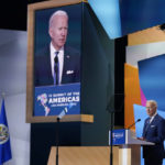 
              President Joe Biden speaks during the opening plenary session of the Summit of the Americas, Thursday, June 9, 2022, in Los Angeles. (AP Photo/Evan Vucci)
            