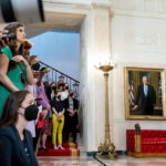 
              Members of the media, White House domestic policy adviser Susan Rice, center right, and other White House staff listen as President Joe Biden speaks at the White House in Washington, Friday, June 24, 2022, after the Supreme Court overturned Roe v. Wade. (AP Photo/Andrew Harnik)
            