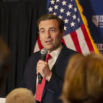 
              Nevada Republican U.S. Senate candidate Adam Laxalt celebrates his victory with family, friends and supporters at the Tamarack Casino in Reno, Nev., Tuesday, June 14, 2022. (AP Photo/Tom R. Smedes)
            