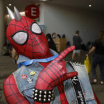 
              Mario Alcaraz of Los Angeles, dressed as Spider-Punk, attends day one of Comic-Con International on Thursday, July 21, 2022, in San Diego. (Christy Radecic/Invision/AP)
            