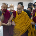 
              Tibetan spiritual leader the Dalai Lama arrives to inaugurate a museum containing the archives of the institution of the Dalai Lama in Dharmsala, India, Wednesday, July 6, 2022. Exile Tibetans also celebrated their spiritual leader's 87th birthday today. (AP Photo/Ashwini Bhatia)
            