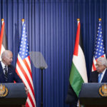 
              U.S. President Joe Biden speaks during a joint statement with Palestinian President Mahmoud Abbas at the West Bank town of Bethlehem, Friday, July 15, 2022. (AP Photo/Evan Vucci)
            