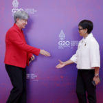 
              Australia's Foreign Minister Penny Wong, left, meets Indonesia's Foreign Minister Retno Marsudi at the G20 Foreign Ministers' Meeting in Nusa Dua, Bali, Indonesia Friday, July 8, 2022. (Willy Kurniawan/Pool Photo via AP)
            