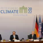 
              German Chancellor Olaf Scholz, center right, and Egypt's President Abdel Fattah Al-Sisi, center left, attend with the Foreign Ministers of Egypt Sameh Shoukry, left, and Germany Annalena Baerbock, right, the Petersberg Climate Dialogue conference at the Foreign Ministry in Berlin, Germany, Monday, July 18, 2022. (AP Photo/Markus Schreiber)
            