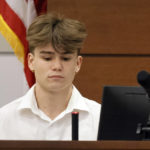 
              Former Marjory Stoneman Douglas student Alexander Dworet describes the gunshot injuries he sustained to the back of his head as he testifies during the penalty phase of Marjory Stoneman Douglas High School shooter Nikolas Cruz's trial at the Broward County Courthouse in Fort Lauderdale, Fla., on Tuesday, July 19, 2022. His brother, Nicholas Dworet was also shot, and was killed in the rampage. Cruz previously plead guilty to all 17 counts of premeditated murder and 17 counts of attempted murder in the 2018 shootings.  (Mike Stocker/South Florida Sun Sentinel via AP, Pool)
            