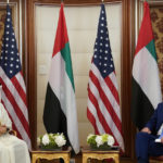 
              President Joe Biden meets with Abu Dhabi's Crown Prince Mohammed bin Zayed Al Nahyan Saturday, July 16, 2022, in Jeddah, Saudi Arabia. (AP Photo/Evan Vucci)
            