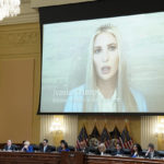 
              Former White House Senior Adviser Ivanka Trump is seen on a video screen as the House select committee investigating the Jan. 6 attack on the U.S. Capitol holds a hearing at the Capitol in Washington, Tuesday, July 12, 2022. (Sarah Silbiger/Pool via AP)
            