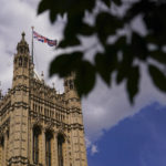 
              The Victoria Tower stands out in Westminster, London, Thursday, July 14, 2022. (AP Photo/Alberto Pezzali)
            