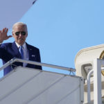 
              President Joe Biden waves before departure, July 16, 2022, in Jeddah, Saudi Arabia. (AP Photo/Evan Vucci)
            