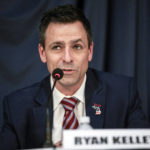 
              FILE - Ryan Kelley, a Republican gubernatorial candidate, speaks during a rally on Feb. 8, 2022 outside the Michigan Capitol in Lansing, Mich. (Jake May/The Flint Journal via AP, File)
            