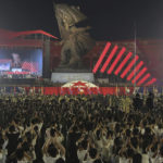 
              In this photo provided by the North Korean government, a ceremony to mark the 69th anniversary of the signing of the ceasefire armistice that ends the fighting in the Korean War, is held in Pyongyang, North Korea Wednesday, July 27, 2022. Independent journalists were not given access to cover the event depicted in this image distributed by the North Korean government. The content of this image is as provided and cannot be independently verified. Korean language watermark on image as provided by source reads: "KCNA" which is the abbreviation for Korean Central News Agency. (Korean Central News Agency/Korea News Service via AP)
            