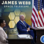 
              President Joe Biden speaks during a briefing from NASA officials about the first images from the Webb Space Telescope, the highest-resolution images of the infrared universe ever captured, in the South Court Auditorium on the White House complex, Monday, July 11, 2022, in Washington. (AP Photo/Evan Vucci)
            