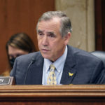 
              FILE - Sen. Jeff Merkley, D-Ore., questions Interior Secretary Haaland during a Senate Appropriations subcommittee hearing on the budget, Wednesday, July 13, 2022, on Capitol Hill in Washington. Citing President Joe Biden's campaign promise to end new drilling on federal lands and waters, Merkley said, "Now is the time to show the American people he’s serious by saying ‘no’ to expanding our addiction to fossil fuels.'' (AP Photo/Mariam Zuhaib)
            