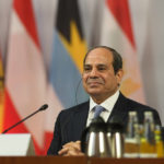 
              Egypt's President Abdel Fattah Al-Sisi attends the Petersberg Climate Dialogue conference at the Foreign Ministry in Berlin, Germany, Monday, July 18, 2022. (AP Photo/Markus Schreiber)
            