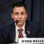 
              FILE - Ryan Kelley, a Republican gubernatorial candidate, speaks during a rally on Feb. 8, 2022, outside the Michigan Capitol in Lansing, Mich. (Jake May/The Flint Journal via AP, File)
            