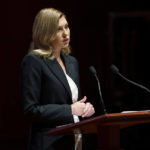 
              Olena Zelenska, the first lady of Ukraine, addresses members of Congress on Capitol Hill in Washington, Wednesday, July 20, 2022. (Greg Nash/Pool photo via AP)
            