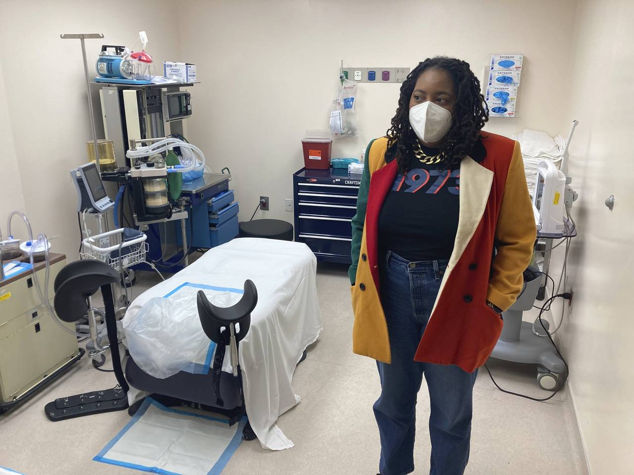 Executive Director of Feminist Women's Health Center Kwajelyn Jackson stands in an operation room a...