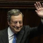 
              Italian Premier Mario Draghi waves to lawmakers at the end of his address at the Parliament in Rome, Thursday, July 21, 2022. Premier Mario Draghi's national unity government headed for collapse Thursday after key coalition allies boycotted a confidence vote, signaling the likelihood of early elections and a renewed period of uncertainty for Italy and Europe at a critical time. (AP Photo/Andrew Medichini)
            