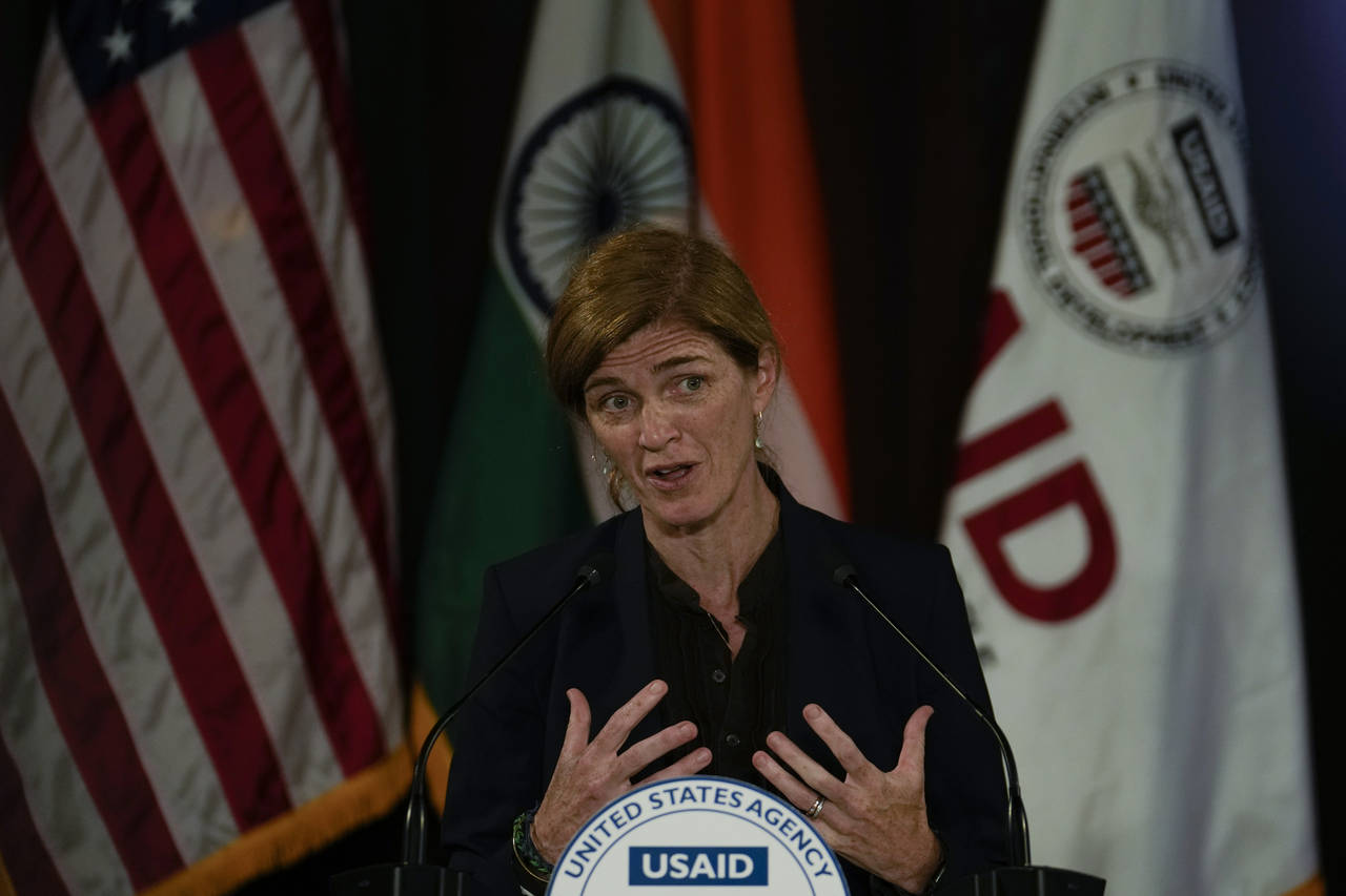 United States Agency for International Development (USAID) Administrator Samantha Power delivers a ...