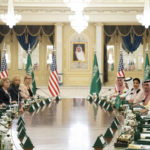 
              President Joe Biden participates in a working session with Saudi Crown Prince Mohammed bin Salman at the Al Salman Royal Palace, Friday, July 15, 2022, in Jeddah. (AP Photo/Evan Vucci)
            