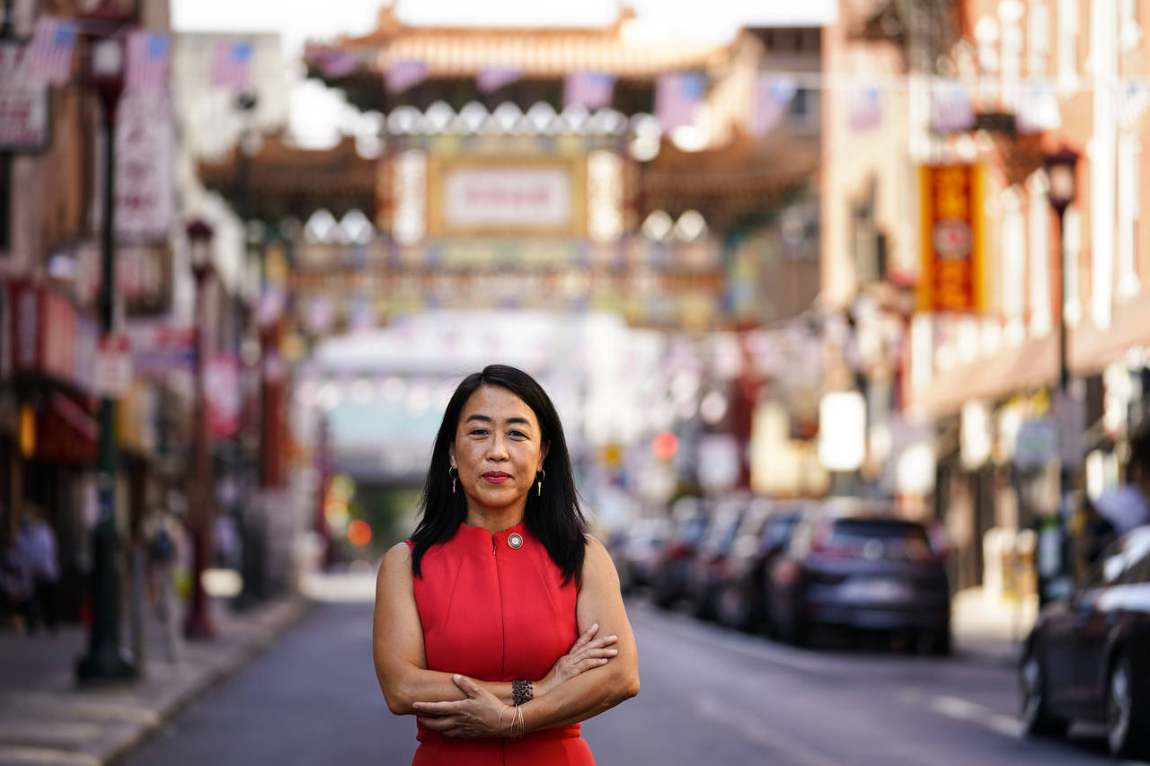 Philadelphia Councilmember Helen Gym poses for a photograph in the Chinatown neighborhood of Philad...