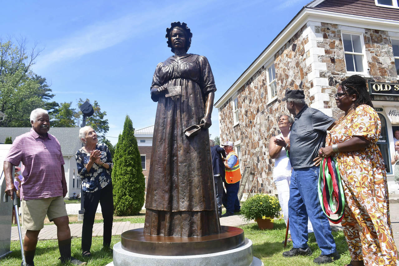 A monument of civil rights pioneer Elizabeth Freeman is unveiled in front of Sheffield's Old Parish...