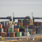 
              General view of the Port of Felixstowe in Suffolk, Sunday Aug. 21, 2022. Almost 2,000 workers at the U.K.'s biggest container port are launching an eight-day strike this Sunday over a pay dispute, the latest industrial action to hit the U.K. economy. (Joe Giddens/PA via AP)
            