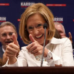 
              Republican Arizona Gubernatorial candidate Karrin Taylor Robson speaks to supporters at a campaign party, Tuesday, Aug. 2, 2022, in Phoenix. (AP Photo/Matt York)
            