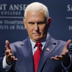 
              Former Vice President Mike Pence gestures during the "Politics and Eggs" breakfast gathering, Wednesday, Aug. 17, 2022, in Manchester, N.H. (AP Photo/Charles Krupa)
            