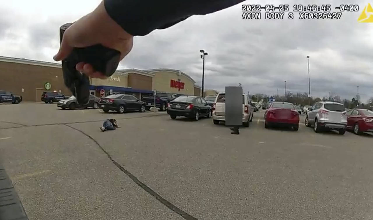 In this image taken from police body camera video released by the East Lansing Police,  DeAnthony V...
