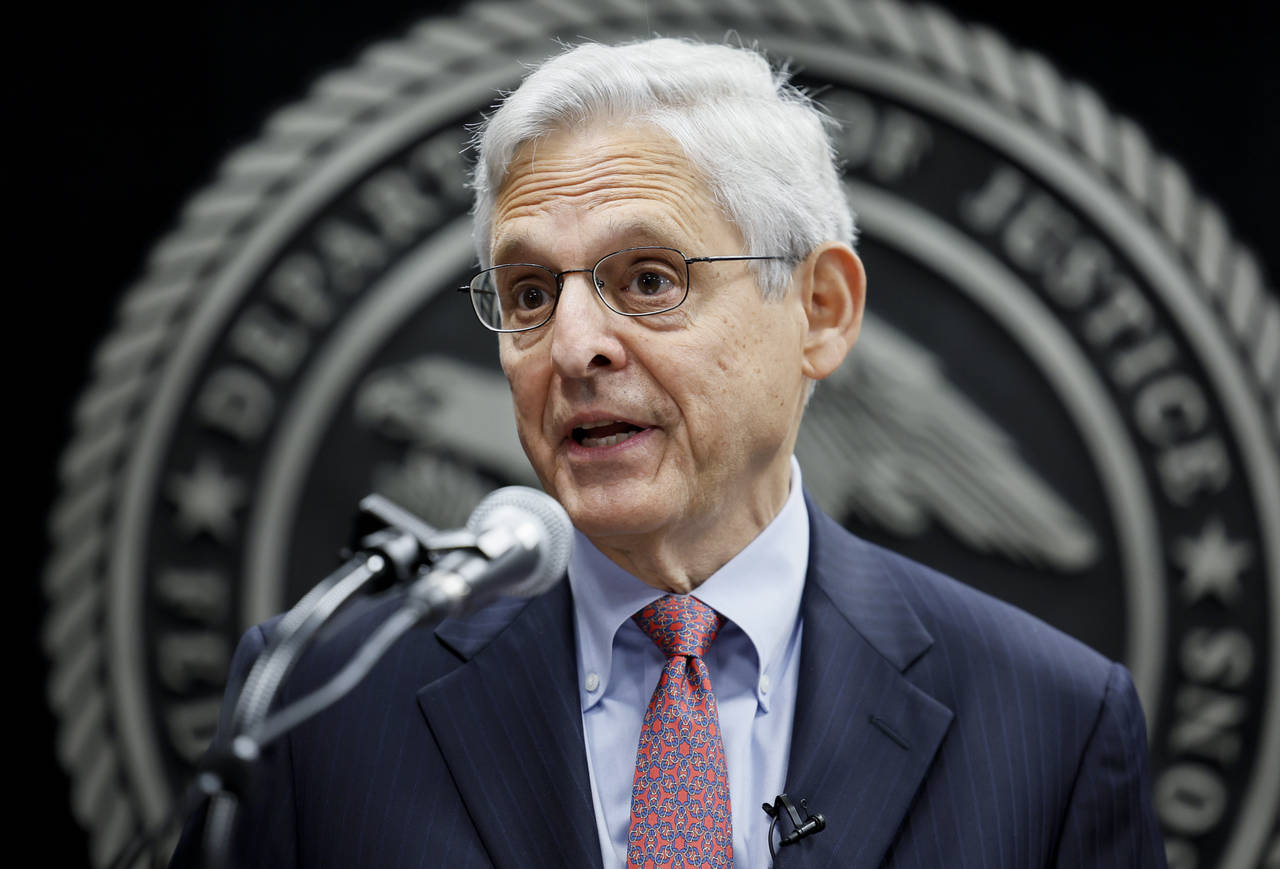 Attorney General Merrick Garland speaks during an event to swear in the new director of the federal...