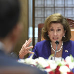 
              U.S. House Speaker Nancy Pelosi talks with South Korean National Assembly Speaker Kim Jin Pyo during their meeting at the National Assembly in Seoul, South Korea Thursday,  Aug. 4, 2022. (Kim Min-Hee/Pool Photo via AP)
            
