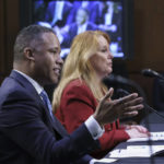 
              Kenneth Polite, assistant attorney general for the Justice Department Criminal Division, left, and Kim Wyman, senior election security advisor with the Cybersecurity and Infrastructure Security Agency, appear before the Senate Judiciary Committee as it hears from state election officials and Justice Department officials about the rise in threats toward elected leaders and candidates, at the Capitol in Washington, Wednesday, Aug. 3, 2022. (AP Photo/J. Scott Applewhite)
            