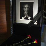 
              A portrait of the former Soviet President Mikhail Gorbachev and flowers are placed at his foundation's headquarters, a day after his passing, in Moscow, Russia, Wednesday, Aug. 31, 2022. The passing of Mikhail Gorbachev, the last leader of the Soviet Union and for many the man who restored democracy to then-communist-ruled European nations, was mourned Wednesday as the loss of a rare leader who changed the world and for a time gave hope for peace among the superpowers. (AP Photo/Alexander Zemlianichenko)
            