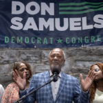 
              Minnesota 5th Congressional District candidate Don Samuels speaks at his primary election night watch party Tuesday, Aug. 9, 2022, at Canopy by Hilton Minneapolis Mill District in Minneapolis. (Carlos Gonzalez/Star Tribune via AP)
            