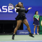 
              Serena Williams, of the United States, returns a shot to Anett Kontaveit, of Estonia, during the second round of the U.S. Open tennis championships, Wednesday, Aug. 31, 2022, in New York. (AP Photo/John Minchillo)
            