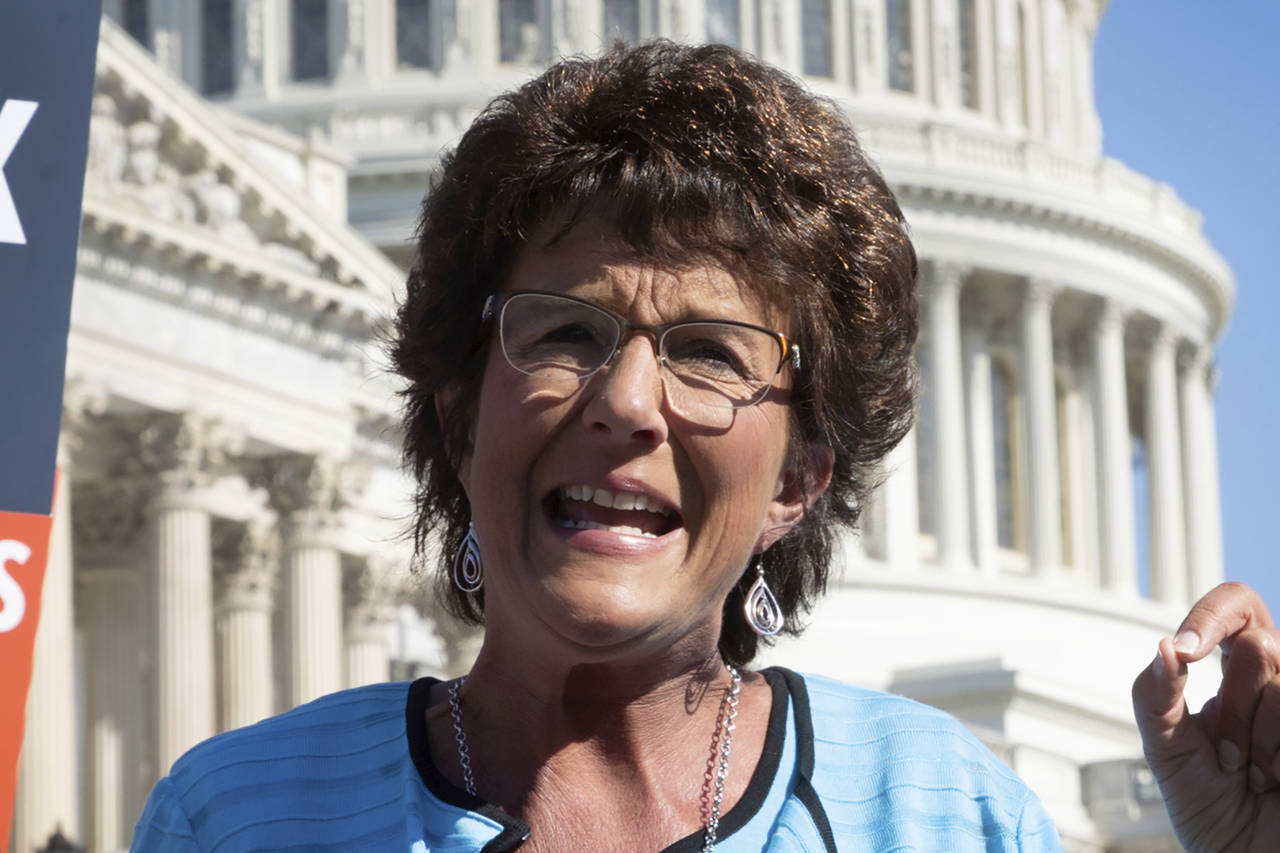 FILE - In this July 19, 2018, photo, Rep. Jackie Walorski, R-Ind., speaks on Capitol Hill in Washin...