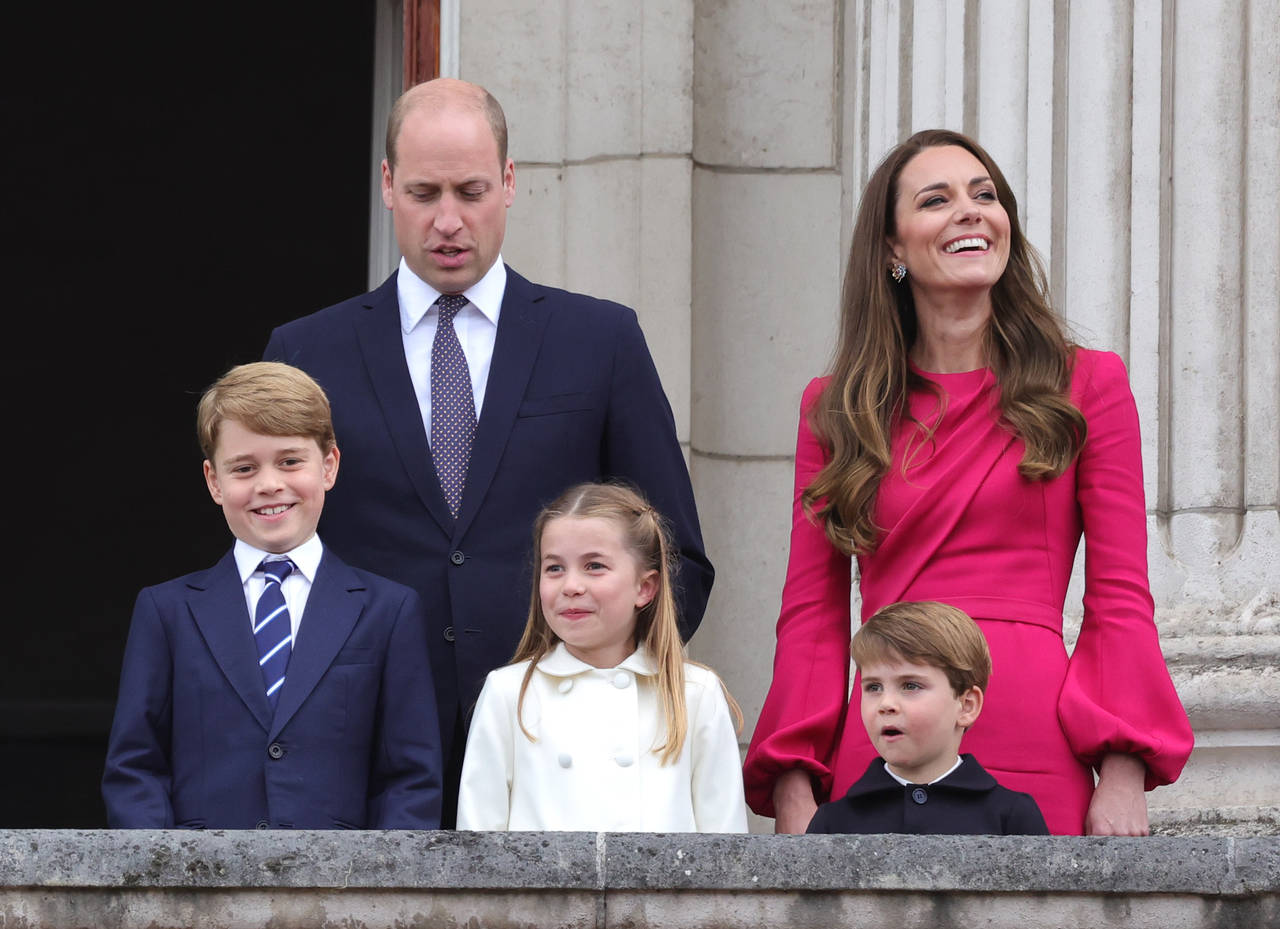FILE - Britain's Prince William, Kate, Duchess of Cambridge, Prince George, Princess Charlotte and ...