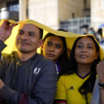 
              Supporters of new President Gustavo Petro attend his swearing-in ceremony at the Bolivar square in Bogota, Colombia, Sunday, Aug. 7, 2022. (AP Photo/Ariana Cubillos)
            