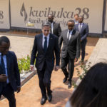 
              Secretary of State Antony Blinken pays respects at the Kigali Genocide Memorial in Kigali, Rwanda, Thursday, Aug. 11, 2022. Blinken is on a ten day trip to Cambodia, Philippines, South Africa, Congo, and Rwanda. (AP Photo/Andrew Harnik, Pool)
            